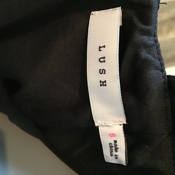 Lush Scalloped Edge Halter Little Black Dress With Criss Cross Back - Picture 7 of 11